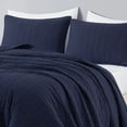 thumbnail image 3 of Chezmoi Collection Madrid Herringbone Geometric Solid Cotton Lightweight Quilt, 3-Piece Quilt Set, Queen, Navy Blue, 3 of 9