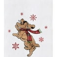 thumbnail image 2 of Festive Dog Jumping Christmas Holiday Machine Washable Embellished Flour Sack Kitchen Towel 27L x 18W in., 2 of 4