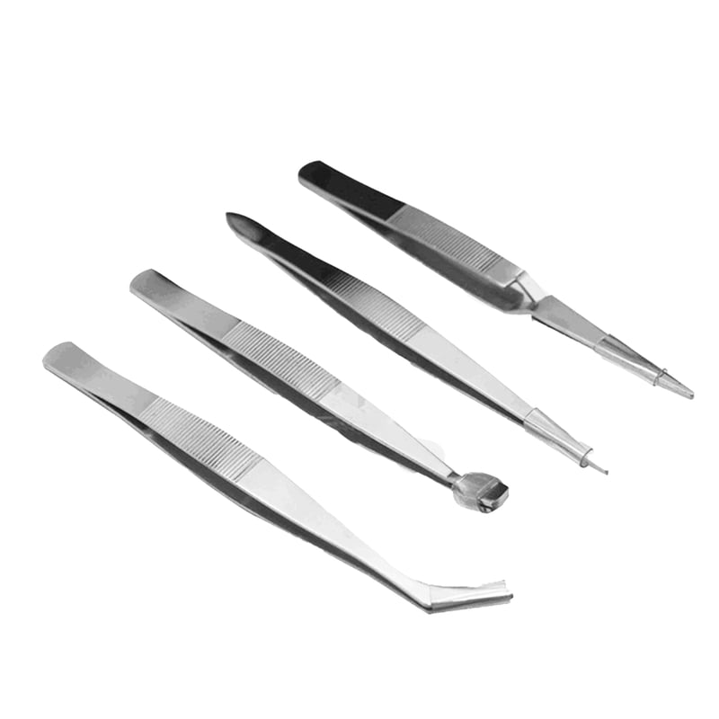 Stainless Steel High Precision Hardness Long Tip Tweezers Electronic Repair Tool 