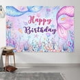 thumbnail image 3 of Mermaid Backdrop,Kids Birthday Photograph Backdrop,Girl Birthday Party Background,Happy Birthday Backdrop Coralline Bday Backdrop for Girls Birthday Mermaid Theme Birthday Party Decor 8X6FT, 3 of 5