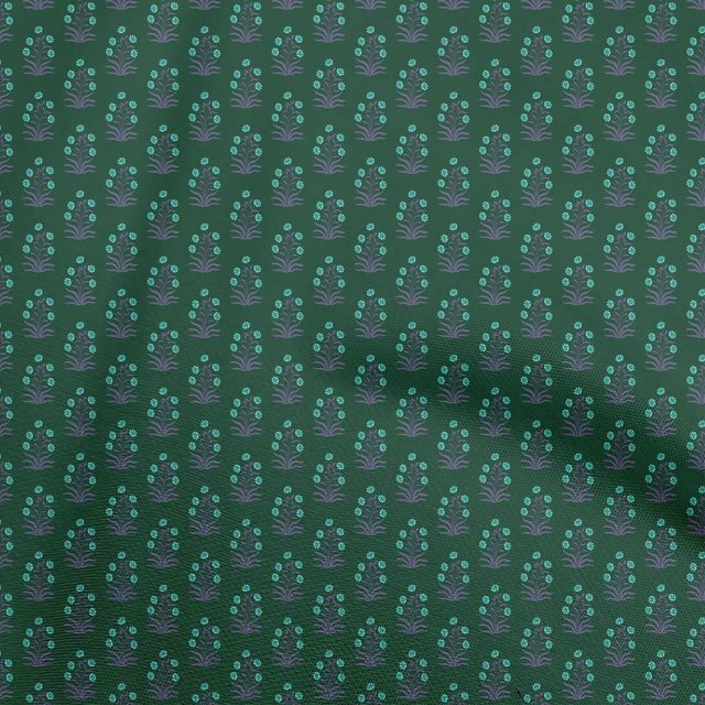 oneOone Cotton Poplin Dark Green Fabric Asian Block Craft Projects Decor Fabric Printed By The Yard 56 Inch Wide