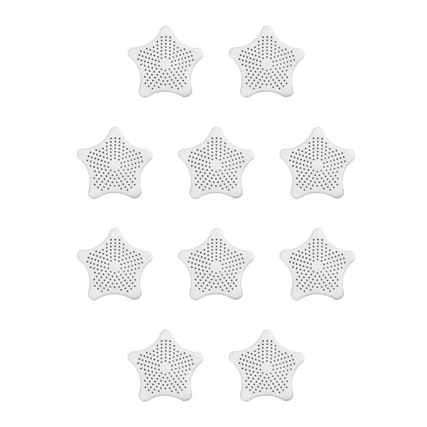 Kearding Filtro de silicona para fregadero, reemplazo portátil, bonita forma de estrella, decorativo, Flexible, para baño, cocina, lavabo, Blanco 10Conjunto
