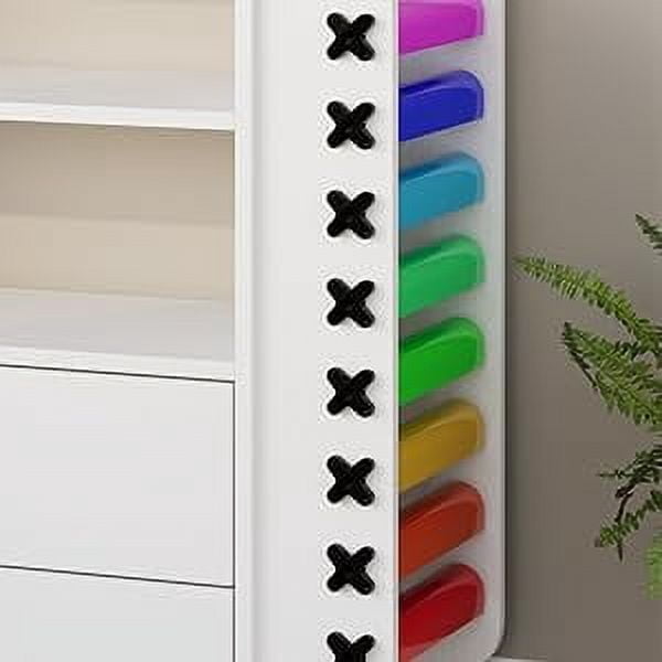 Danolapsi Craft Organization and Storage Cabinet Compatible with Craft,Machines Cart with 2 Drawers & 24 Vinyl Roll Holder,Rolling Craft Organizer,Crafts Station Accessories Storage Organizer White