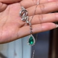 thumbnail image 5 of High-end emerald necklace light luxury emerald clavicle chain full of diamond clavicle chain water drop pear-shaped colorful treasure pendant female, 5 of 5