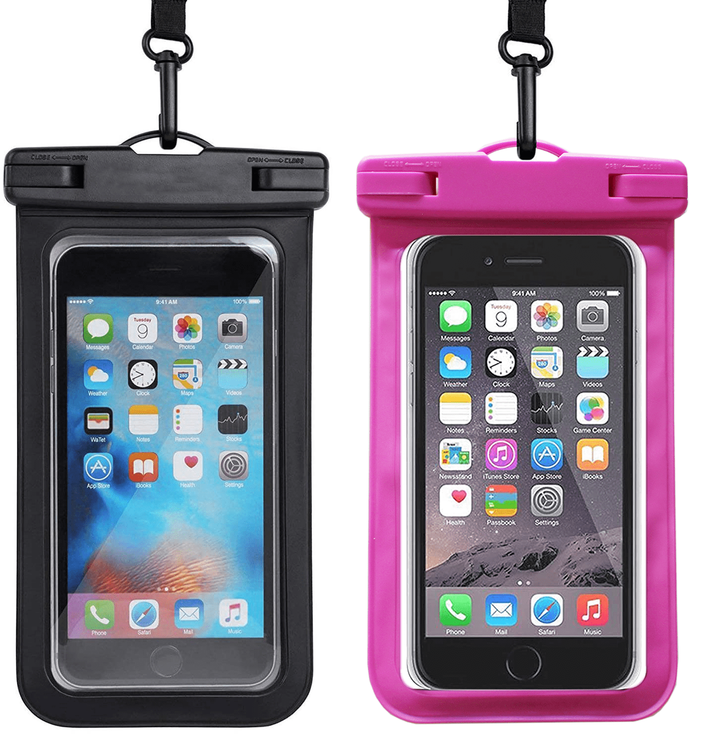 Takes Clear Photos Underwater TUFF HERO Universal Waterproof Phone Pouch Set of 2 Floating Waterproof Phone Case Includes Adjustable Neck Strap Lanyard Arm Band Fits All Phones up to 7 