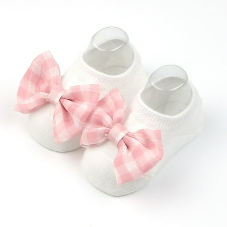 

TOWED22 Baby Toddler Non Slip Socks Little Girls Cute Flowers Bowknot Cartoon Floor Socks Summer Theme Socks Pink