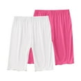 thumbnail image 2 of Pounoo New 2025 Shorts for Girls 4-16 Cozy Solid Summer Half Shorts Pants Elastic Waisted Breathable Girls Shorts 7-8, 2 of 9