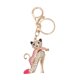 thumbnail image 1 of Llavero con diseño de gato lindo, tacón alto, para mujer, cristal rosa, 1 of 2