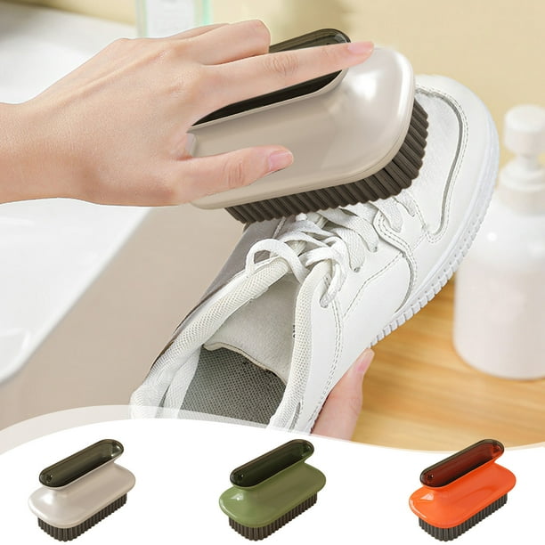 Cepillo De Plástico Para Zapatos Cepillo de cerdas duras para zapatos, herramienta de limpieza con mango para zapatos de cuero y ropa, gris, verde y naranja JASKFLY