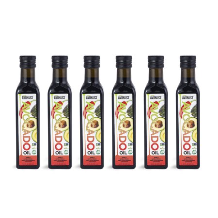 Avohass Chili Flavored Extra Virgin Avocado Oil  Non-GMO Project Verified  6 Bottle Case (6) 8.5 fl. oz. Bottles. Best By June 2022.