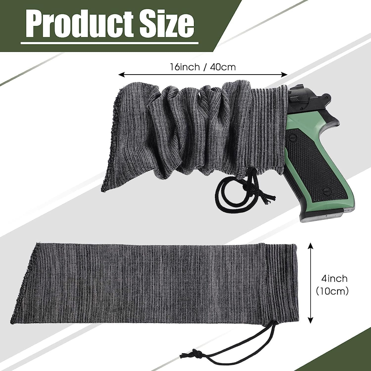 SONGAUN 6 Pcs 16 Inch Gun Sock Rust Silicone Gun Sleeve Fabric Waterproof Knit Socks Silicone Drawstring Closure for Tactical Accessories