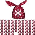 thumbnail image 1 of Bolsa de 50 piezas de golosinas navideñas de Injoyjo, bolsa para galletas y bocadillos para premios en el aula. Copo de nieve rojo, 1 of 9