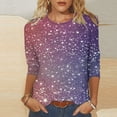 thumbnail image 2 of YUGYXL Womens 3/4 Length Sleeve Shirts Plus Size Tops Sparkly Sequin Print Tshirts Casual Crew Neck Lightweight Blouse Ladies Tunics Fit Tees, 2 of 5