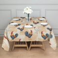 thumbnail image 3 of Rooster and Brushstroke Cream Pattern Square Tablecloth, Waterproof Wipeable Spillproof Washable Table Cover for Home Kitchen Party and Daily Decor 52"x52", 3 of 6