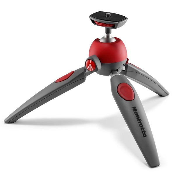 Tripie compácto Manfrotto Mini Pixi Evo rojo 90 grados 2.5 kg aluminio MTPIXIEVO-RD
