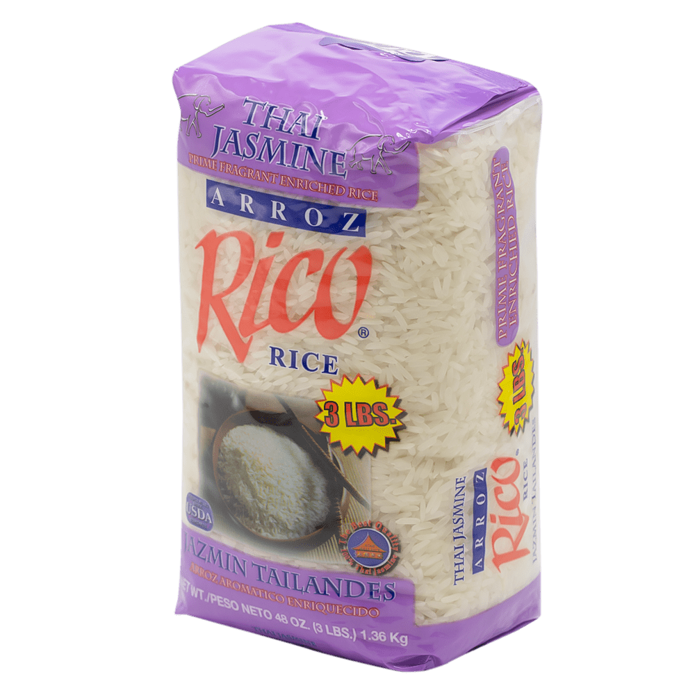 (2 pack) Rico Jasmine Rice 3 lb Bag - 100% Thai Jasmine, Gluten-Free, Non-GMO