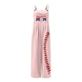thumbnail image 3 of Dyegold Jumpsuits for Women Casual, Women's Jumpsuit Casual Summer Trousers Overall Baseball Letter Print Cute Square Neck Sleeveless Rompers Long Pants, 3 of 4
