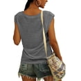 thumbnail image 3 of Qwertyu Tank Top for Women Solid Color V Neck Sleeveless Causal Sexy Shirts Hawaiian Beach Holiday Sports Workout Running Tees Summer Basic Tops Gray M, 3 of 5