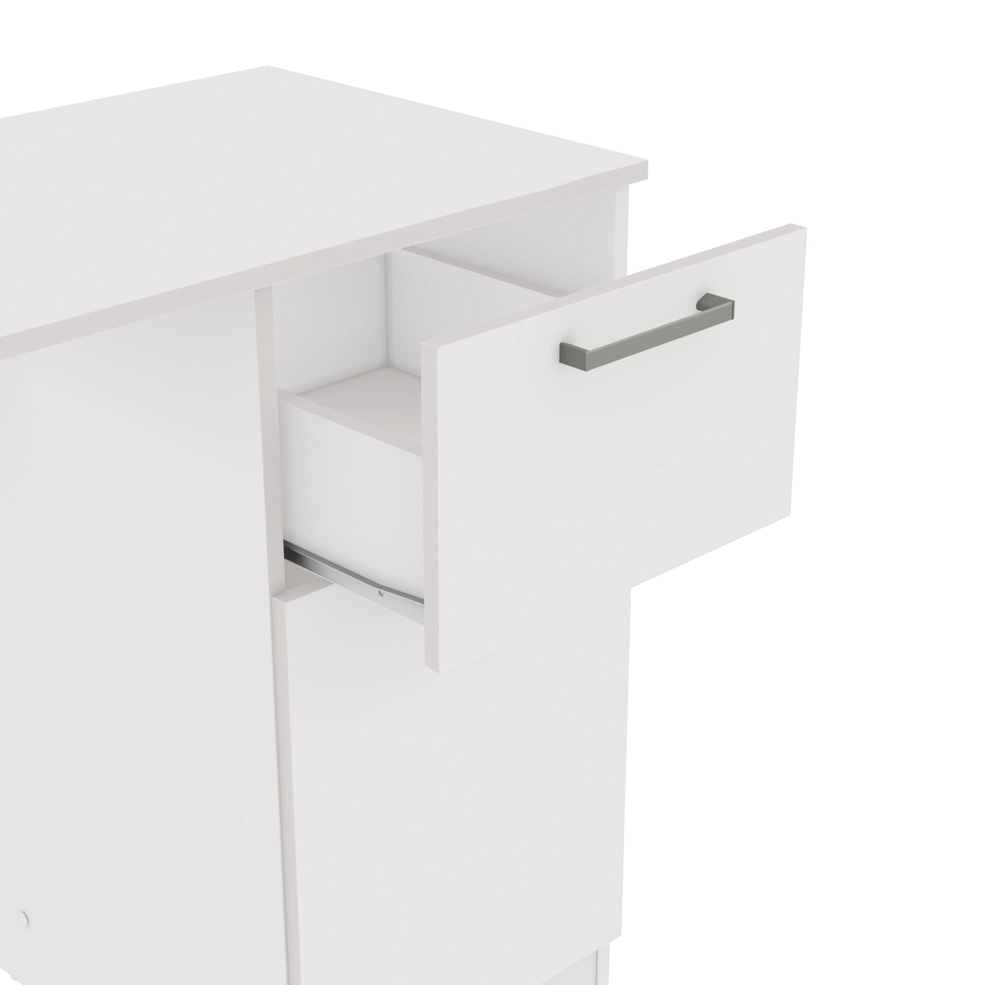 Kappesberg White 1-Drawer and 1-Door Compact Home Office Computer Desk with Storage Cabinet - for Adults and Teens