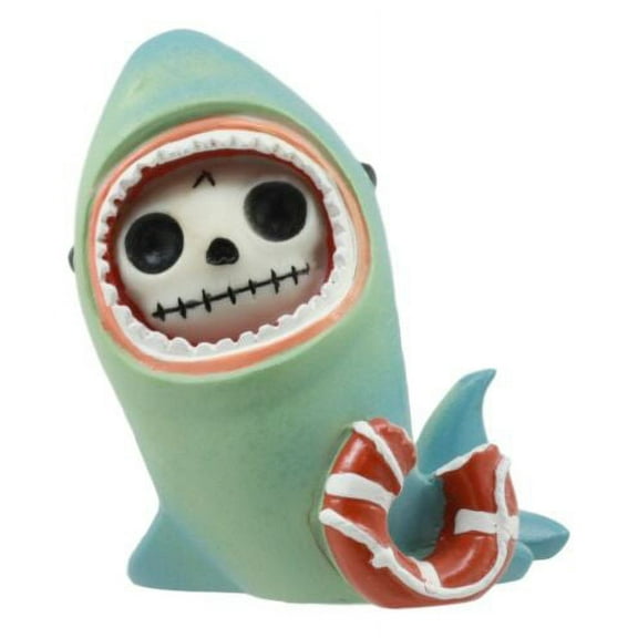 Ebros Furry Bones Sharkie Great White Shark Costumed Skeleton Figurine With Tube 3"H