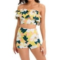 thumbnail image 3 of Womens Two Piece Swimsuits Ruffle One Shoulder Bathing Suit Floral Print Swimwear with Boyshorts, 3 of 6