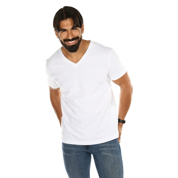 MeMoi 2 Pair Men's V-Neck Cool Cotton Stretch T-Shirt Undershirt - Mens - Male, S, White
