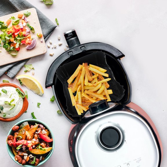 ibasenice Black Silicone Mat for Air Fryer Basket Oil Proof Non Stick Baking Liner with Handles for Easy Lifting