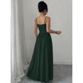 thumbnail image 2 of Dark Green Womens Elegant Spaghetti Strap Ruched Waist Flowing Maxi Dress For Wedding Guest Or Formal Occasion, 2 of 7