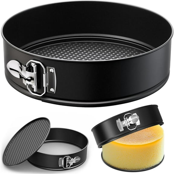 GoXteam Non-stick Bakeware Springform Baking Pan/ Springform Cake Pan / Cheesecake Pan, Leak-Proof Cake Pan with Removable Bottom, Round - 9 Inch, Black