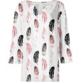 thumbnail image 3 of Womens 3/4 Sleeve T-Shirts V Neck Buttons Tops Neck Cute Tunic Floral Print Tops Basic Tees Blouses Fashion Loose Fit Pullover Casual Basic Shirts, 3 of 4