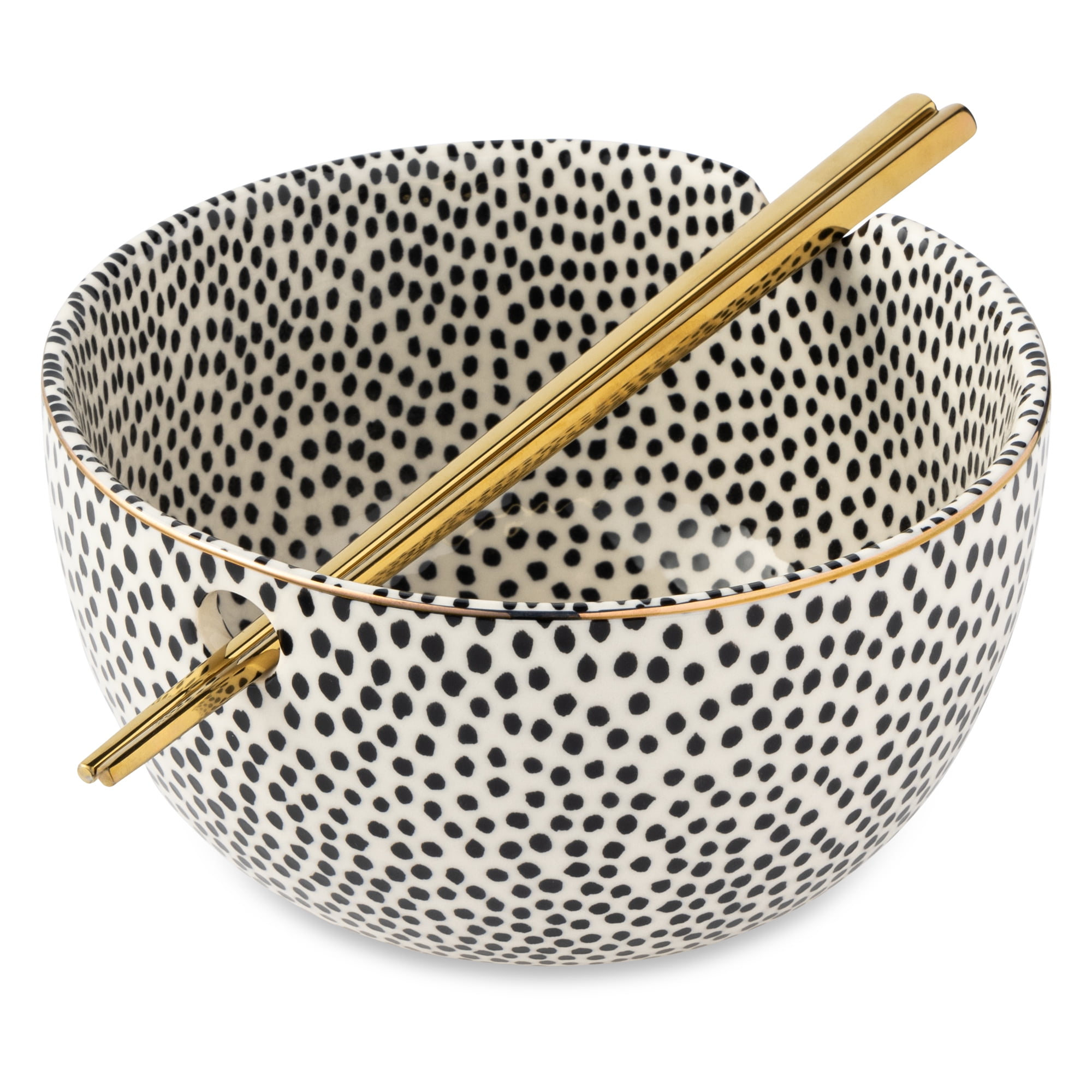 Thyme & Table Dot Collection, 2 Pack Ramen Bowl Set with Chopsticks