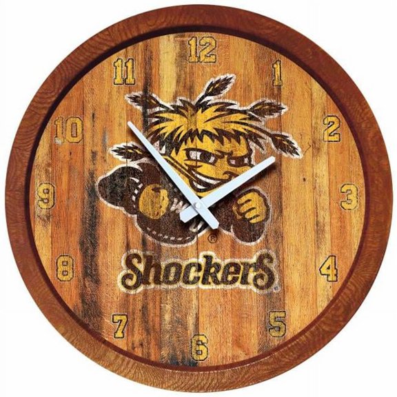Grimm Industries WS-560-03 20 in. Barrel Team Wall Clock - WS Weathered Primary Logo, Brown