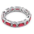 thumbnail image 3 of Bagues d'Éternité Anniversaire en Rubis Rouge à la Mode pour Dames 18K Or Blanc Taille 8, 3 of 8