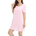 thumbnail image 5 of Valcatch Women's Nightgown Short Sleeve Crew Neck Nightdress Casual Loose Soft Comfy Loungewear with Built in Bra, 5 of 7