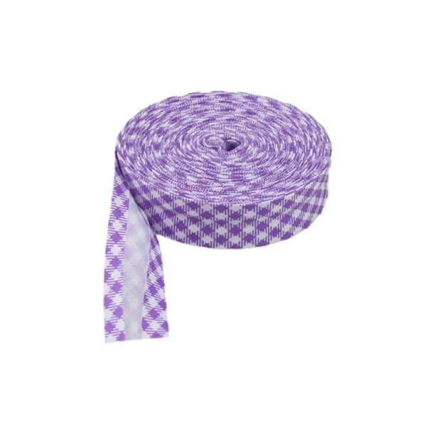 Bewildely Cinta de ribete serie punteada y rayada Diseños únicos y de moda Cinta al bies de algodón duradera Versátil Tela de costura y artesanía cuadros morados
