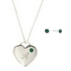 Personalized Sterling Silver Plate Birthstone Heart Necklace and Swarovski Crystal Stud Earrings Jewelry Set - September