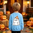 thumbnail image 5 of felwors Kids Halloween Sweatshirt Boys Girls Pumpkin Ghost Toddler Shirt Crewneck Long Sleeve Graphic Top (Sky Blue,4-5 Years), 5 of 7