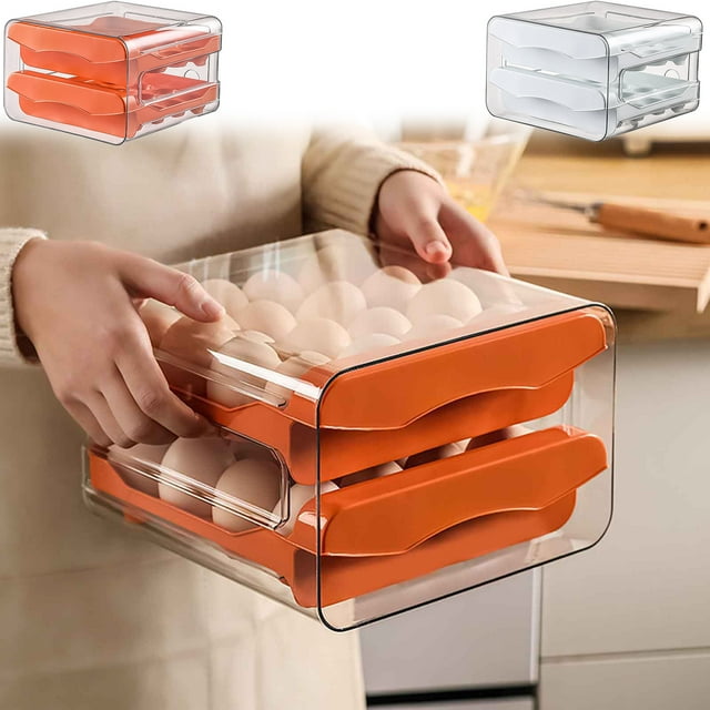 pstuiky Slide Style Eggs Box Four Layer Eggs Roller Storage Rack Refrigerator Side Holder Antis Drop Kitchen Countertop Organization