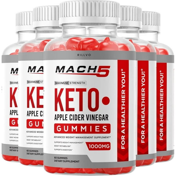 5 Pack Mach5 Keto ACV Gummies Mach 5 Advanced Formula Apple Cider Vinegar Keto Gummies 300 Gummies