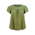 thumbnail image 4 of DARING DIVA Women's Plus Crew Neck Ruffle Casual Blouse 4X Olive Green, 4 of 5