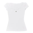 thumbnail image 4 of Tshirts for Women Casual Tight Lace Round Neck Short Sleeve T Shirt Top Womens Tops White M, 4 of 4