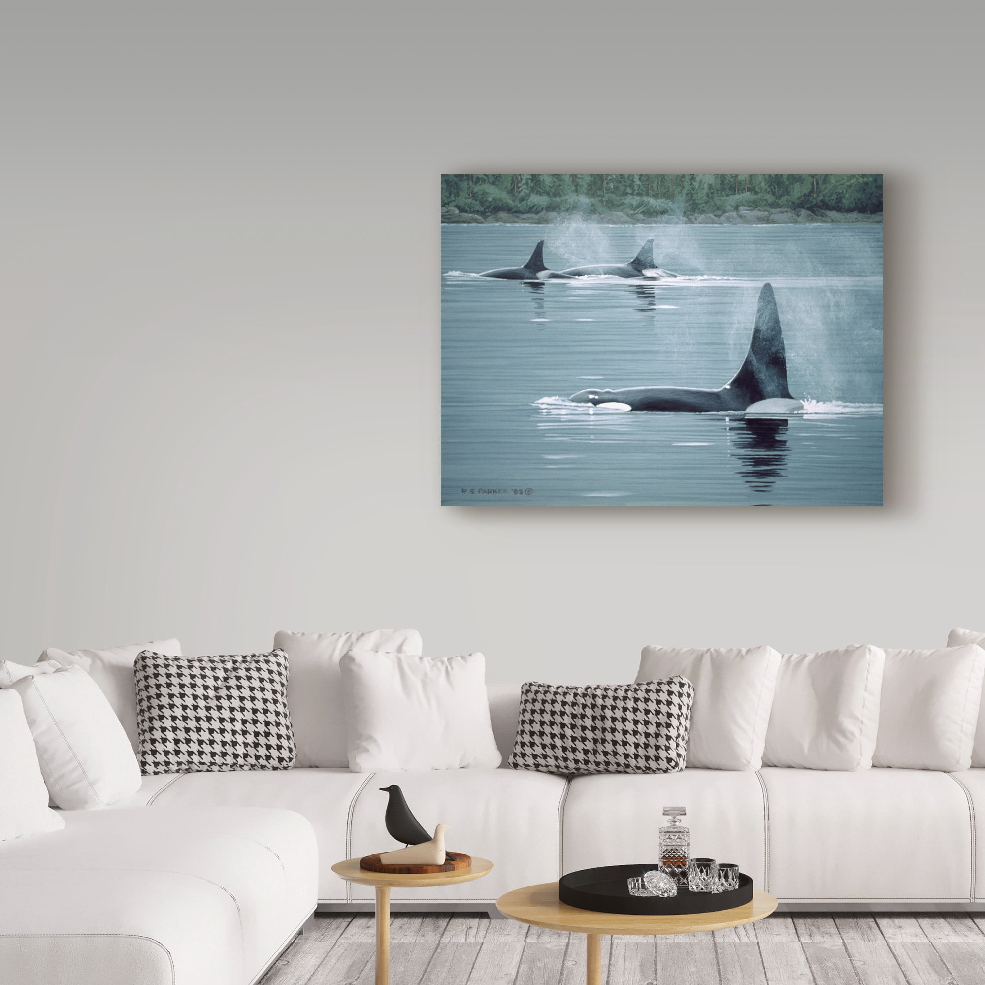 Trademark Fine Art 'Orcas' Canvas Art by Ron Parker