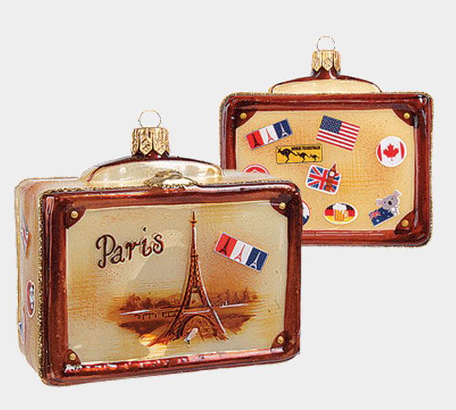 Paris Suitcase Glass Ornament 
