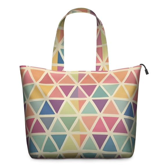 Multi Color Triangle Checkered Pattern Travel Tote Bags for Women Carry On,Large Weekender Bags for Women Travel,Multi Functional Duffle Bag for Work,Shopping,Sports
