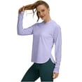 thumbnail image 4 of Amzcrzy 2026 Sun Protection Clothing Women Lightweight Upf 50+ Breathable Sun Shirts with Hoodie Long Sleeve UV Shirt with Thumb Holes for Hiking, Running, And Outdoor Sports Purple L, 4 of 6