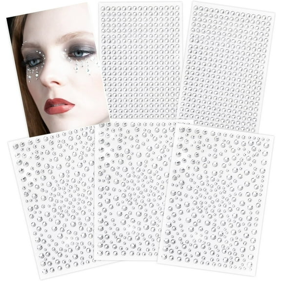 LQQBOX Clear Rhinestone Stickers 1725Pcs Self Adhesive Bling Gems Jewels Stickers Flat Back Pearls Sticker for DIY Crafts Decorations Nail Makeup