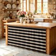 thumbnail image 5 of Black Striped Sink Skirt for Bathroom, Self-Adhesive Under Sink Curtain, Farmhouse Country Minimalist Brown Stripes Hide Pipes & Storage Fabric Cabinet Skirt Cover for Kitchen Laundry 32"x55", 5 of 8