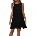 thumbnail image 3 of Rvasteizo Women Tank Dress Sleeveless Ruffle Zip Up Loose Knee Length Dress, 3 of 5