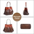 thumbnail image 2 of Women's Vintage Classic Bucket Bag Genuine Leather Hobo Handbag Large Capacity Crossbody Satchel Bags, 2 of 7