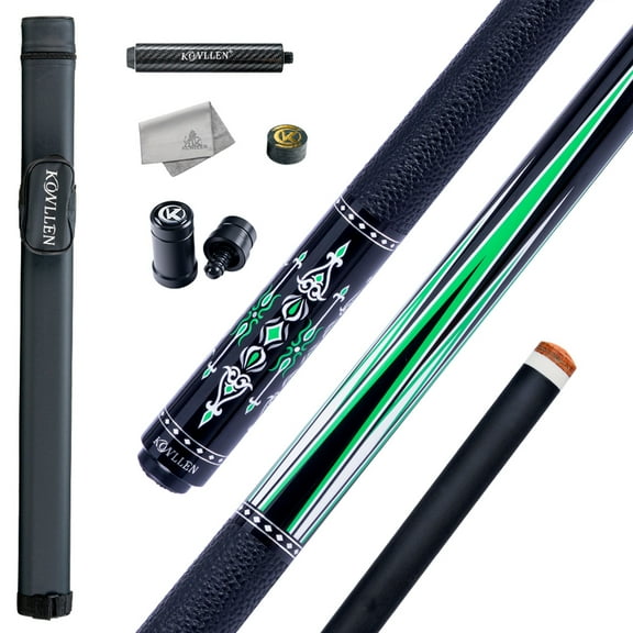 KONLLEN Carbon Fiber Pool Cue Stick with green 58-inch Professional Pool Sticks 12.5mm Tip